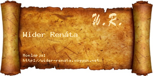 Wider Renáta névjegykártya